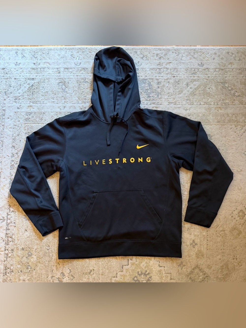 Y2K Nike Livestrong Lance Armstrong Hoodie Sweatshirt Men's M Black Yellow